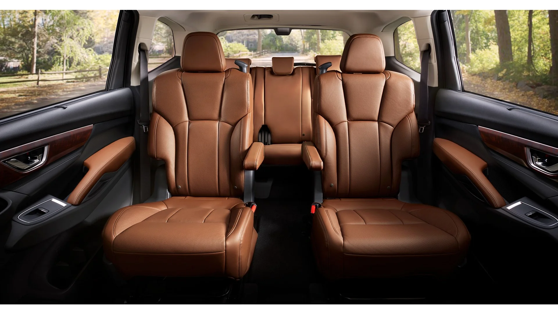 Subaru Ascent 7-passenger second-row captain's chairs in Java Brown Nappa leather