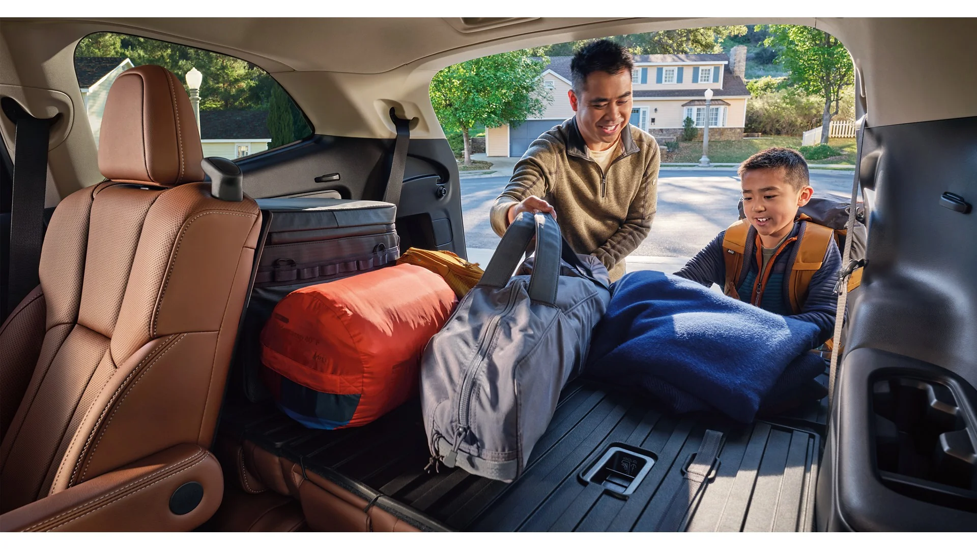 2026 Subaru Ascent folding second and third row seatbacks shown with accessory cargo