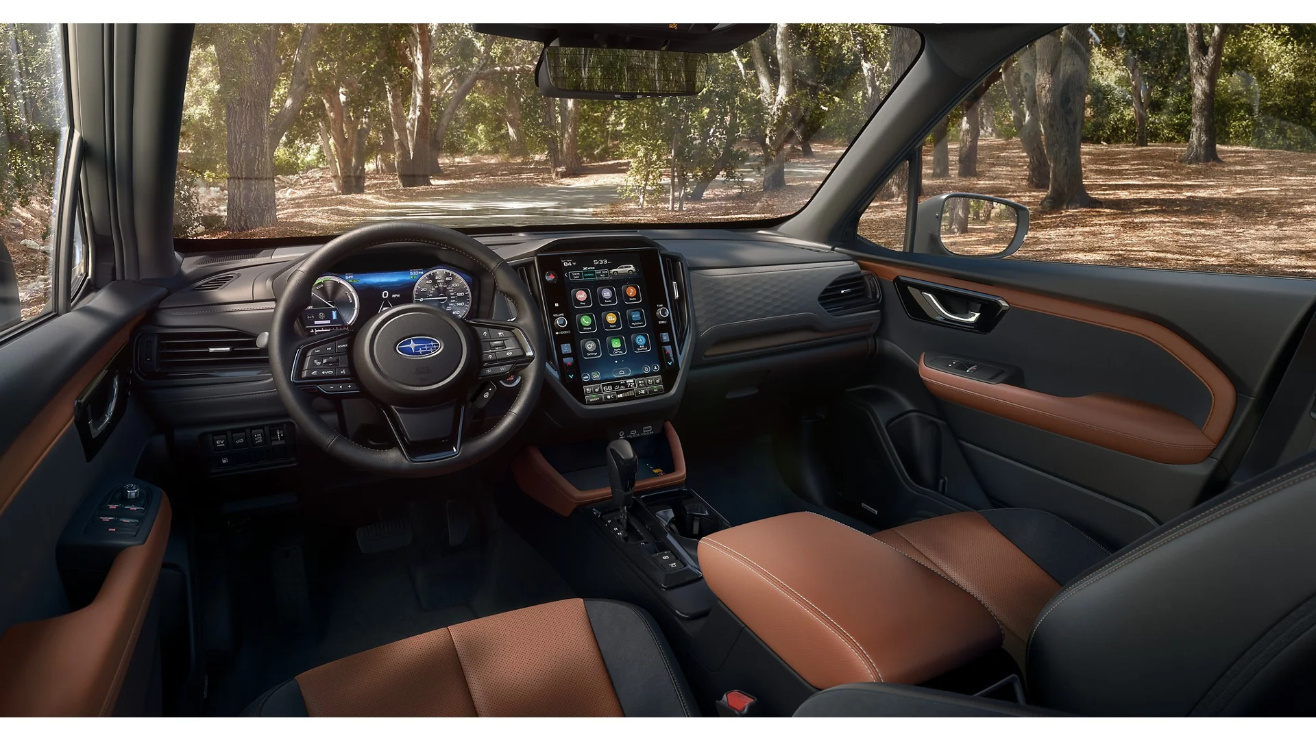 2026 Subaru Forester Touring Hybrid interior in Touring Brown leather