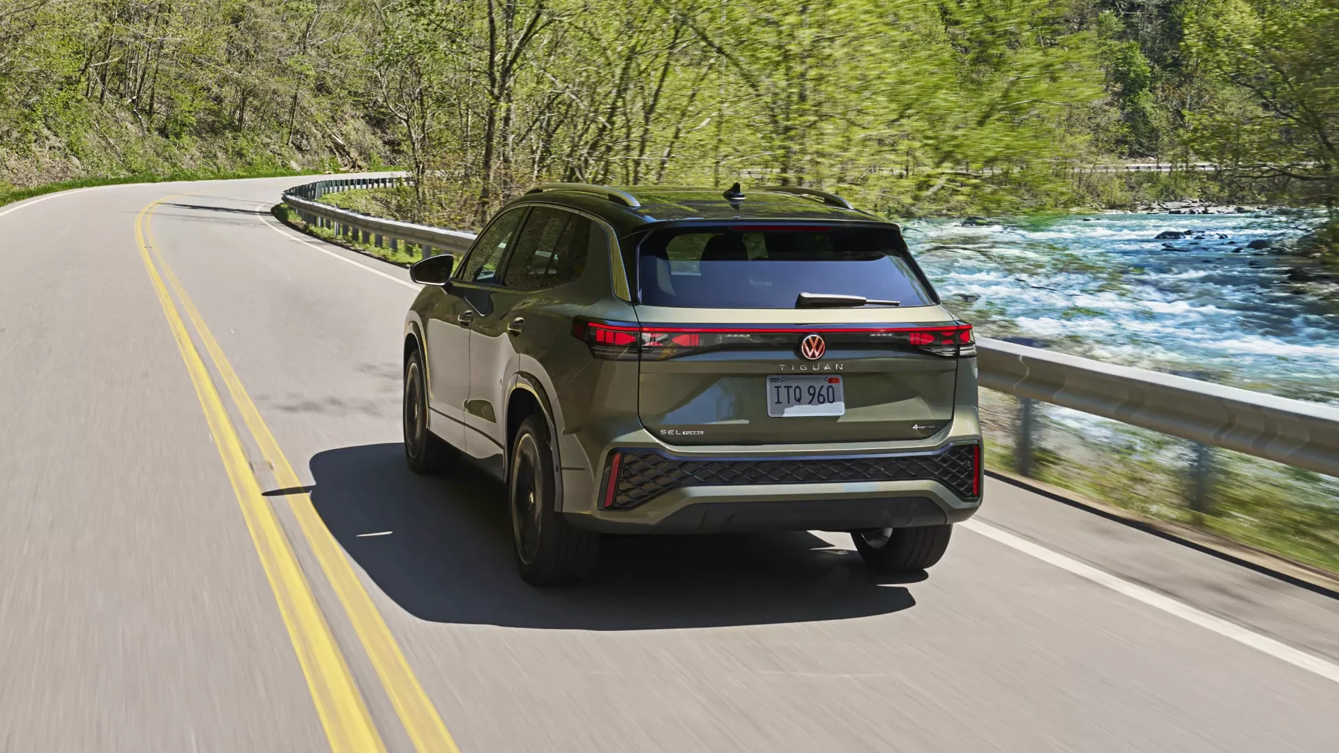 2026 Volkswagen Tiguan rear view in Avocado Green, near Smithfield, NC
