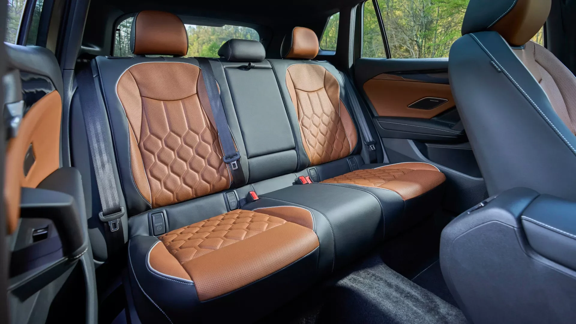 2026 Volkswagen Tiguan rear seats in available amber brown leather