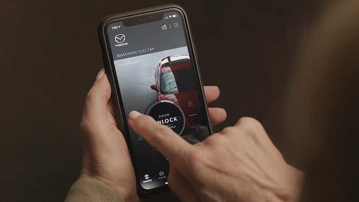 Mazda Connected Services in use on an iphone
