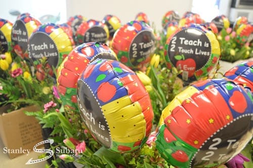 the flower arrangements, getting ready for delivery