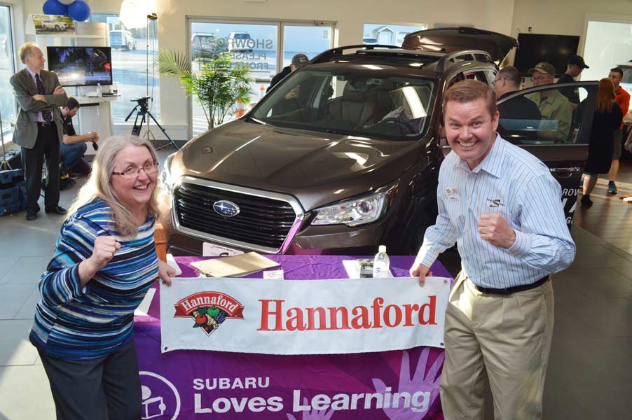 Stanley Subaru and Hannaford teamed up to help teachers with hundred-dollar gift cards to every teacher at Ellsworth Elementary-Middle School
