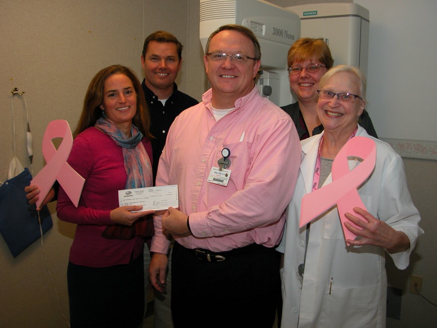 Stanley Subaru supports mammography at Maine Coast Memorial Hospital - Mark and Sam Politte with the memmography team at MCMH