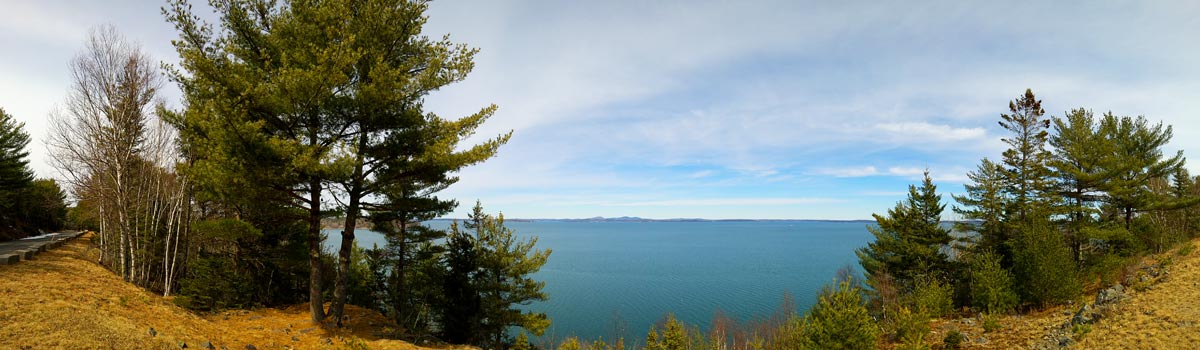 panoramic of Acadia National Park and the ocean