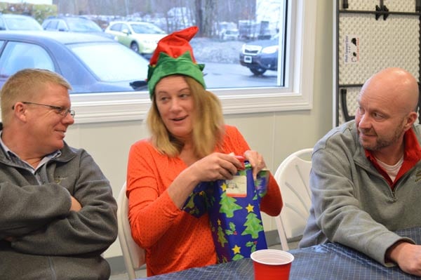 Geddy at one of the holiday parties with Neil and Bill