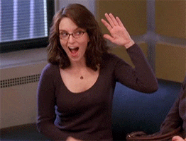 Liz Lemon high-fiving herself