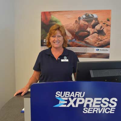 Heather at the Subaru Express Service counter