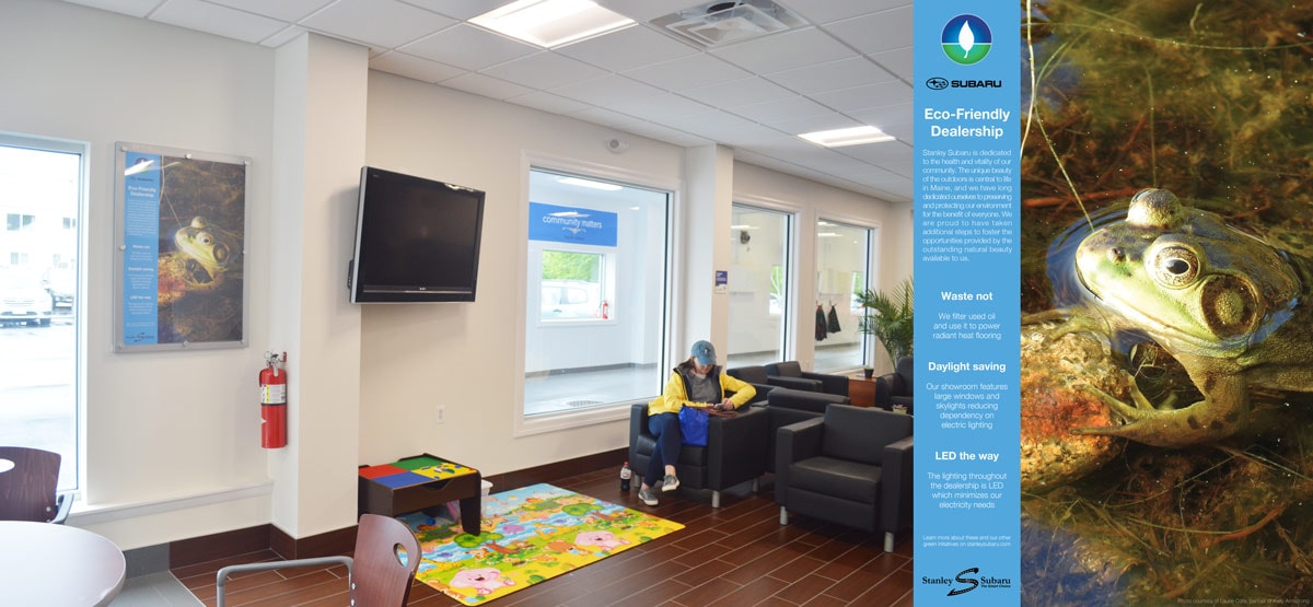 Eco-friendly poster in the guest lounge