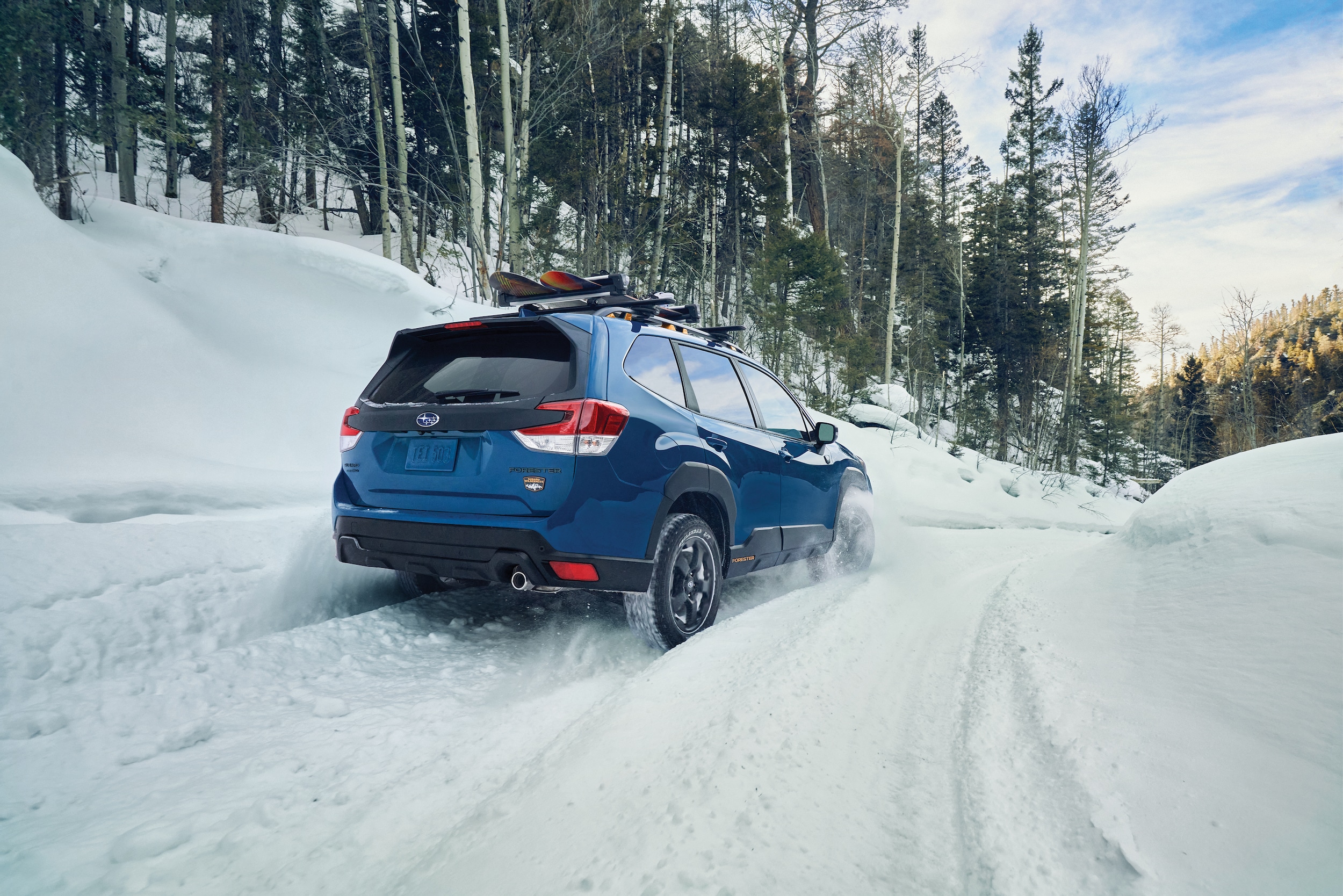 Subaru Forester Wilderness driving through deep snow