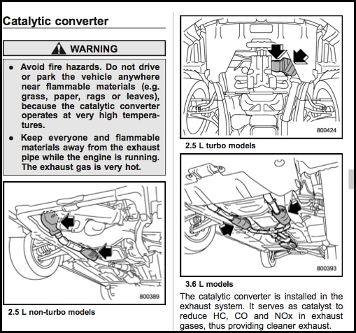 Catalytic Converter page from owner's manual