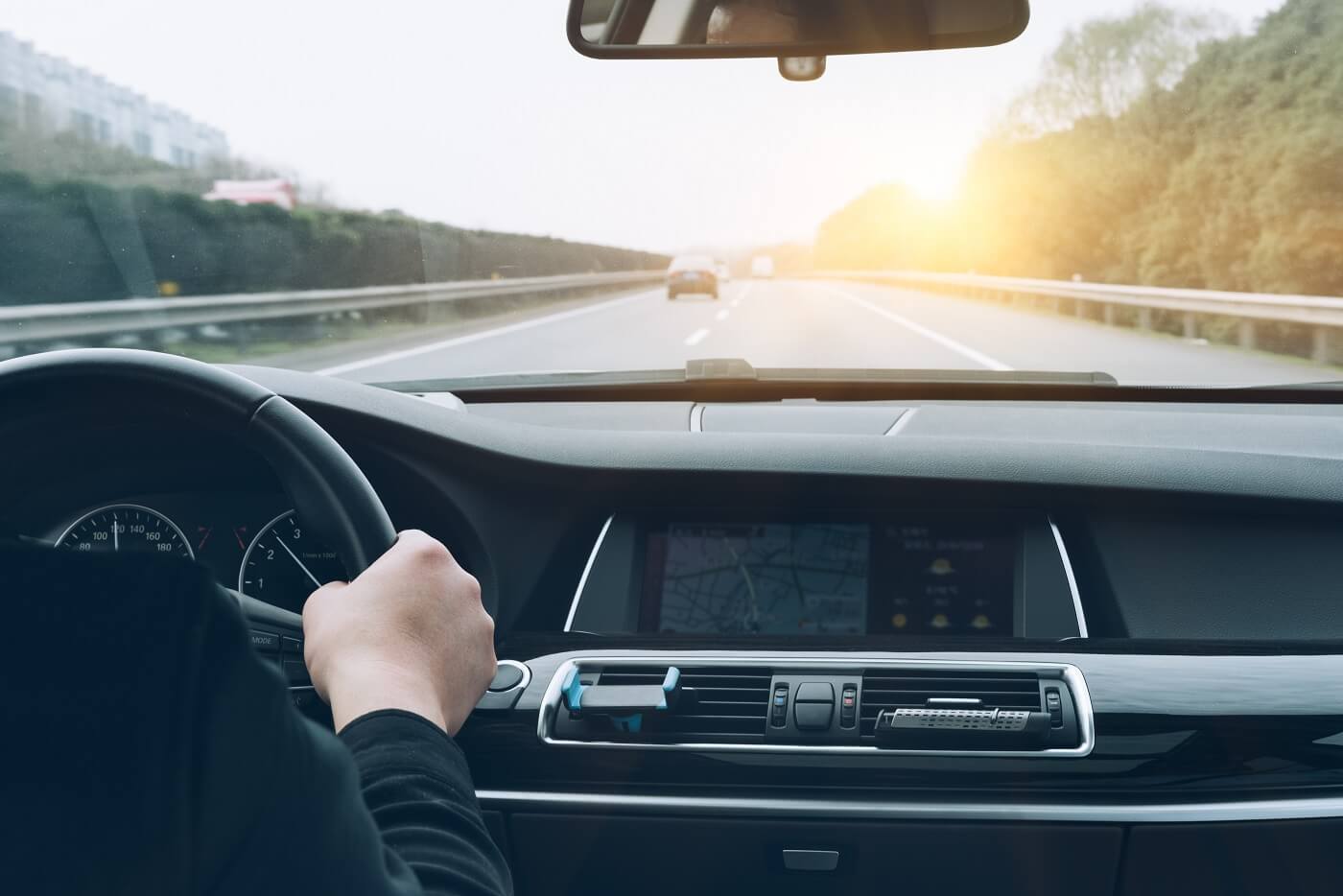 Driving on the Highway with Scenery