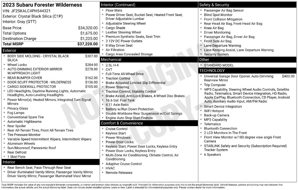Certified 2023 Subaru Forester Wilderness SUV