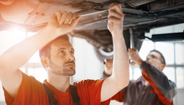 Working underneath car Working underneath car