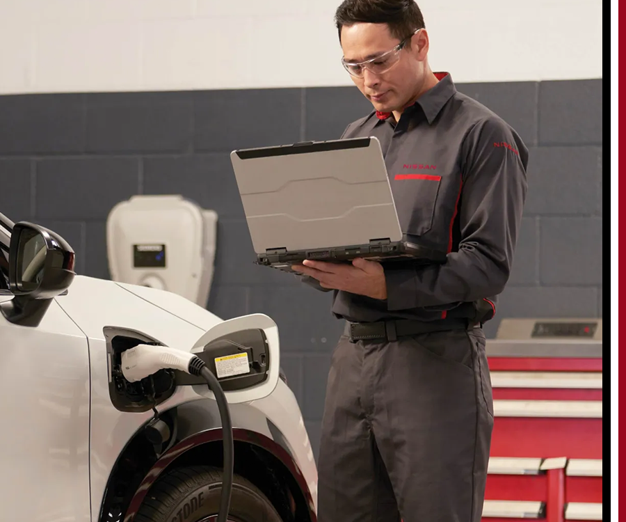 Service tech on computer