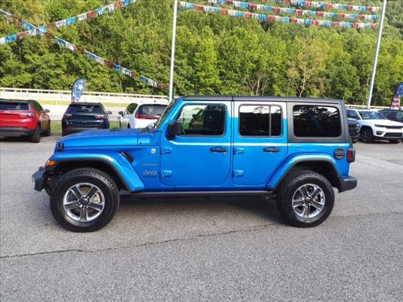 Used 2022 Jeep Wrangler Unlimited Sahara with VIN 1C4HJXEN5NW246575 for sale in Danville, WV