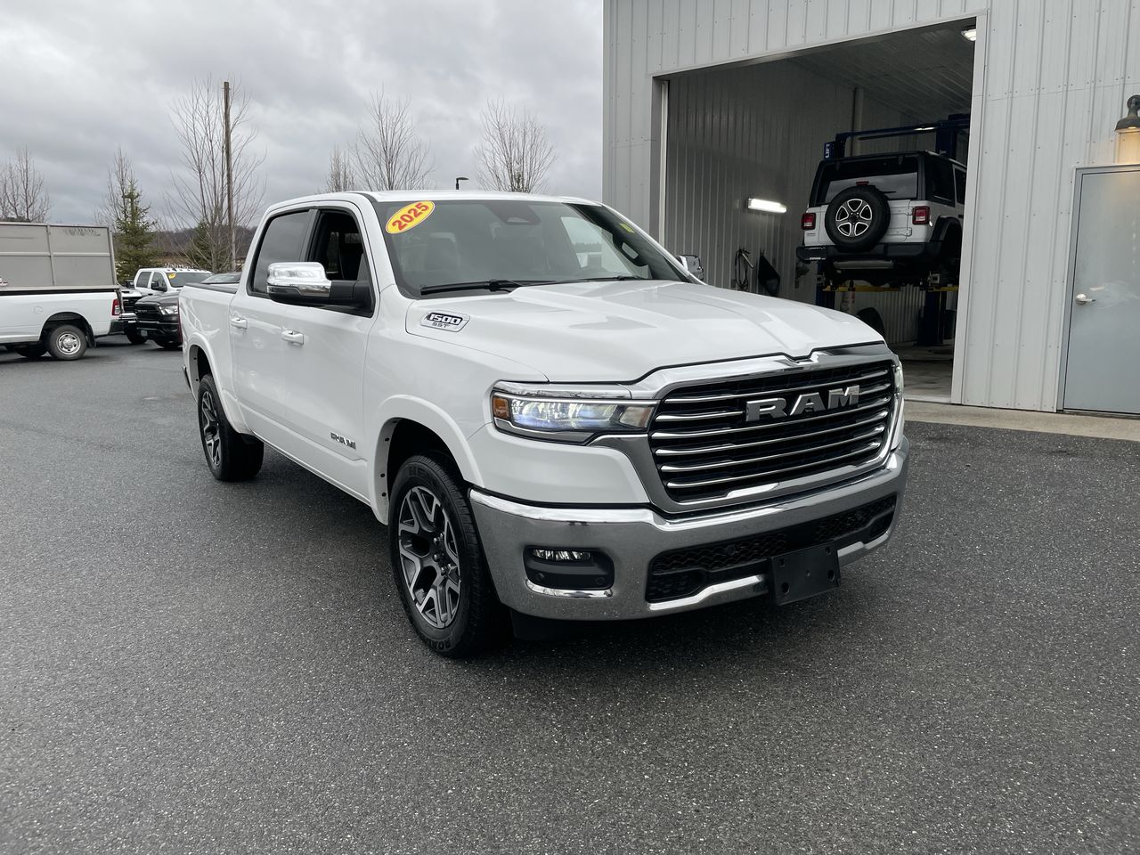 White 2025 RAM 1500 Laramie Crew Cab 4WD Pickup Truck Four-Wheel Drive Automatic