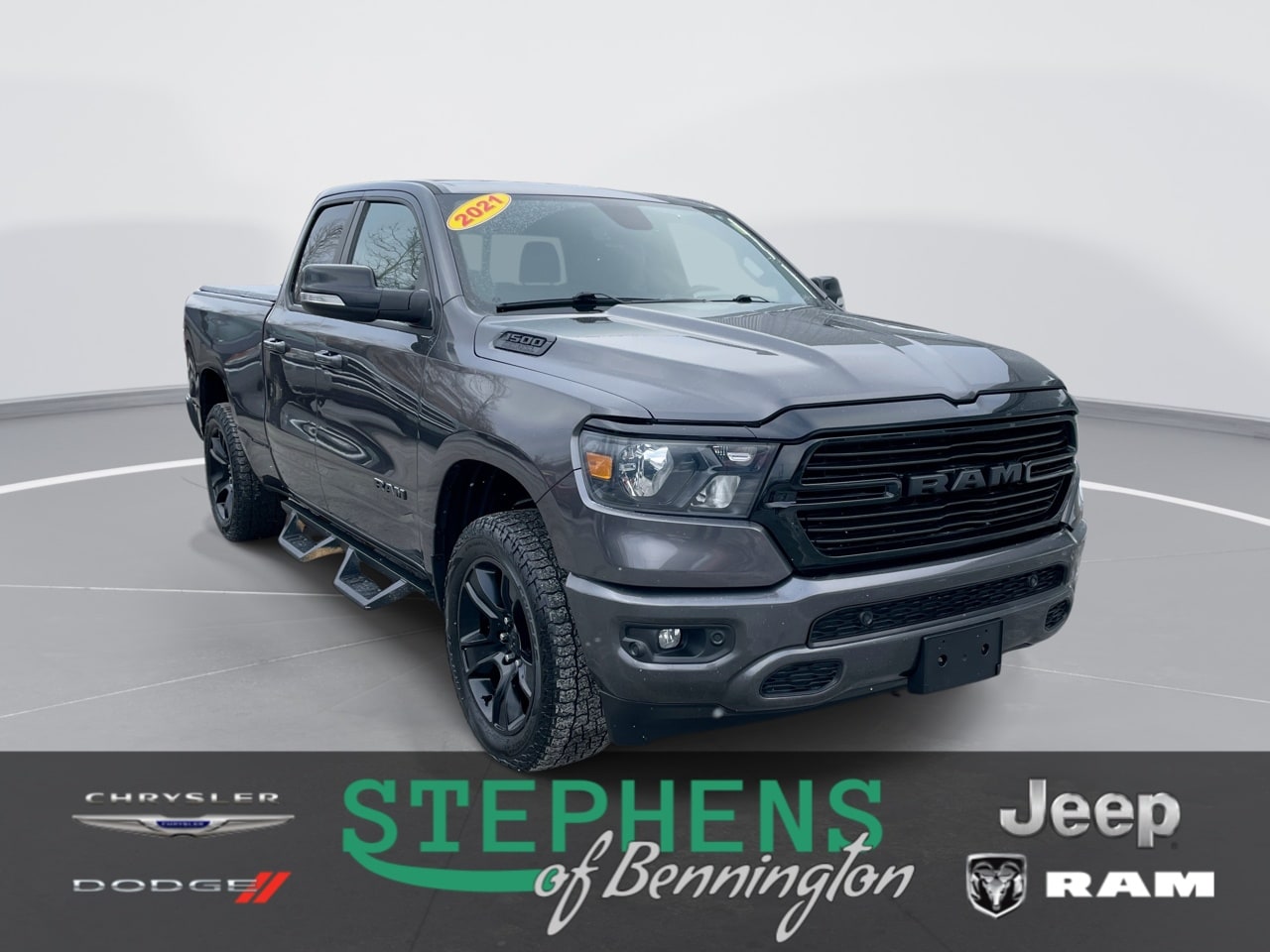 Gray 2021 RAM 1500 Big Horn Quad Cab 4WD Pickup Truck Four-Wheel Drive Automatic