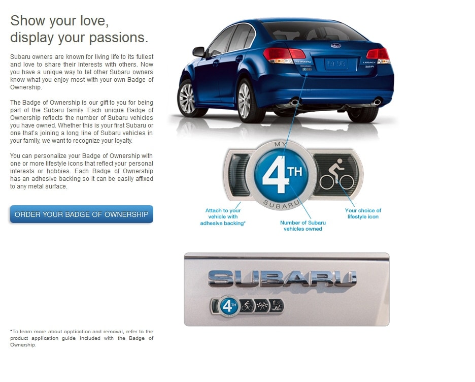 Ad for Subaru Badge of Ownership