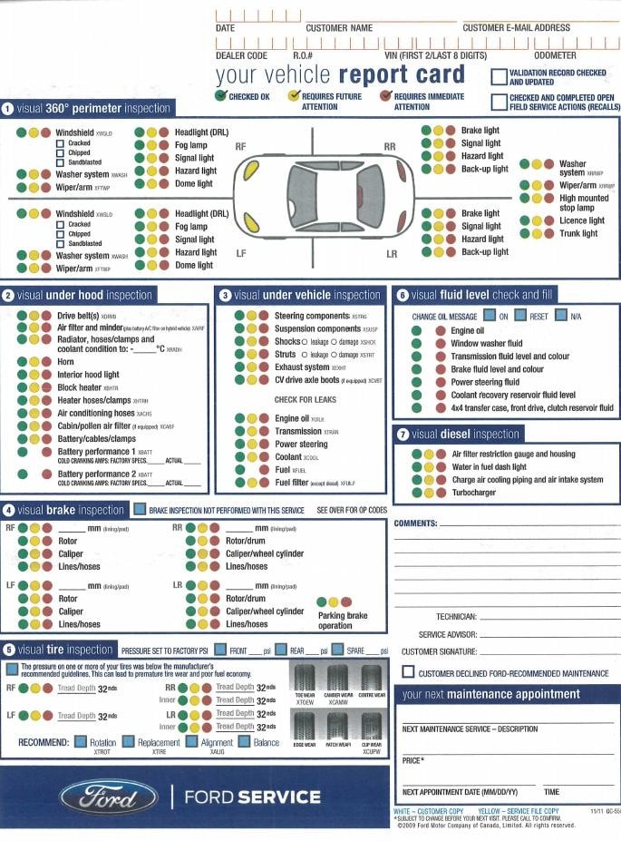 Ford multi-point inspection report card pdf #4