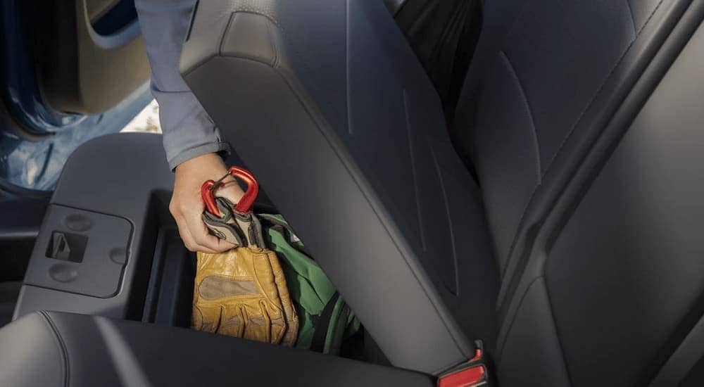 The rear seat storage in a 2025 Ford Bronco Sport.