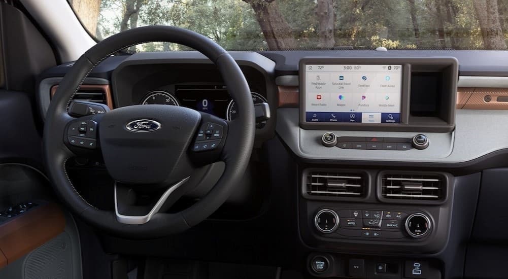 The black dash is shown in a 2025 Ford Maverick.