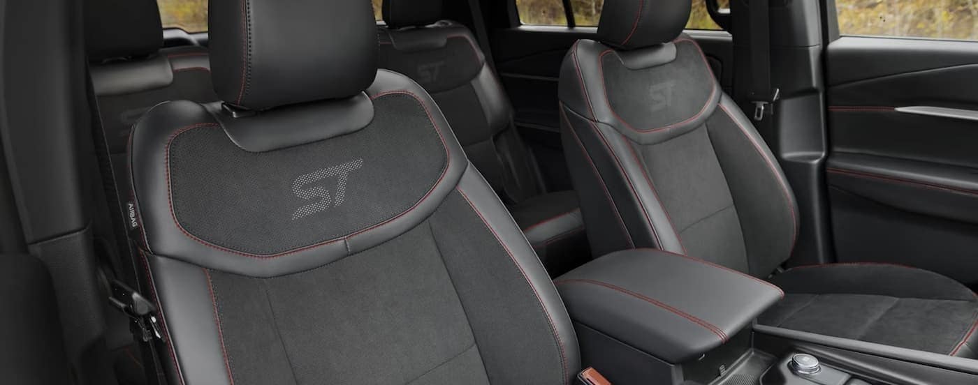 The black interior seating is shown in a 2025 Ford Explorer ST.