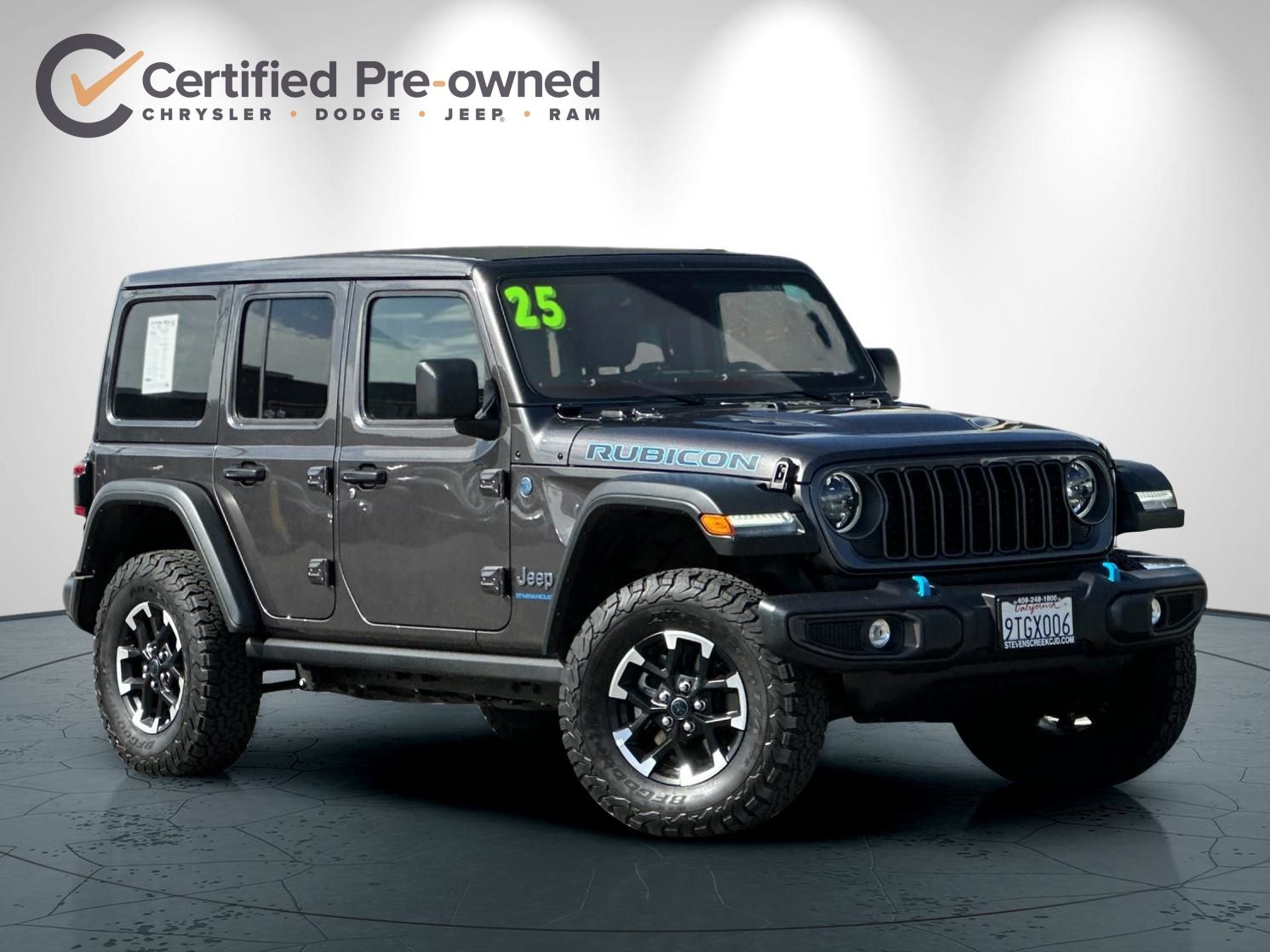 Certified 2025 Jeep Wrangler 4xe Rubicon 4XE with VIN 1C4RJXR60SW584081 for sale in San Jose, CA
