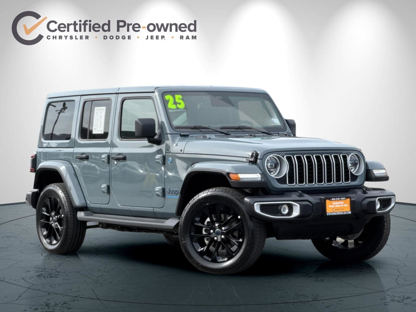 Certified 2025 Jeep Wrangler 4xe Sahara 4XE with VIN 1C4RJXP66SW585514 for sale in San Jose, CA