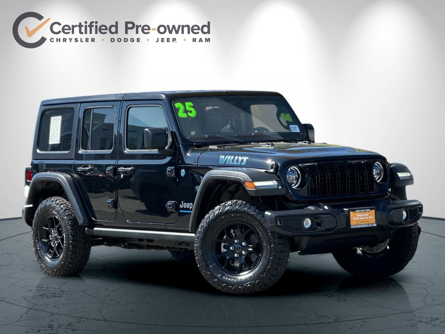 Certified 2025 Jeep Wrangler 4xe Willys 4XE with VIN 1C4RJXN61SW585939 for sale in San Jose, CA