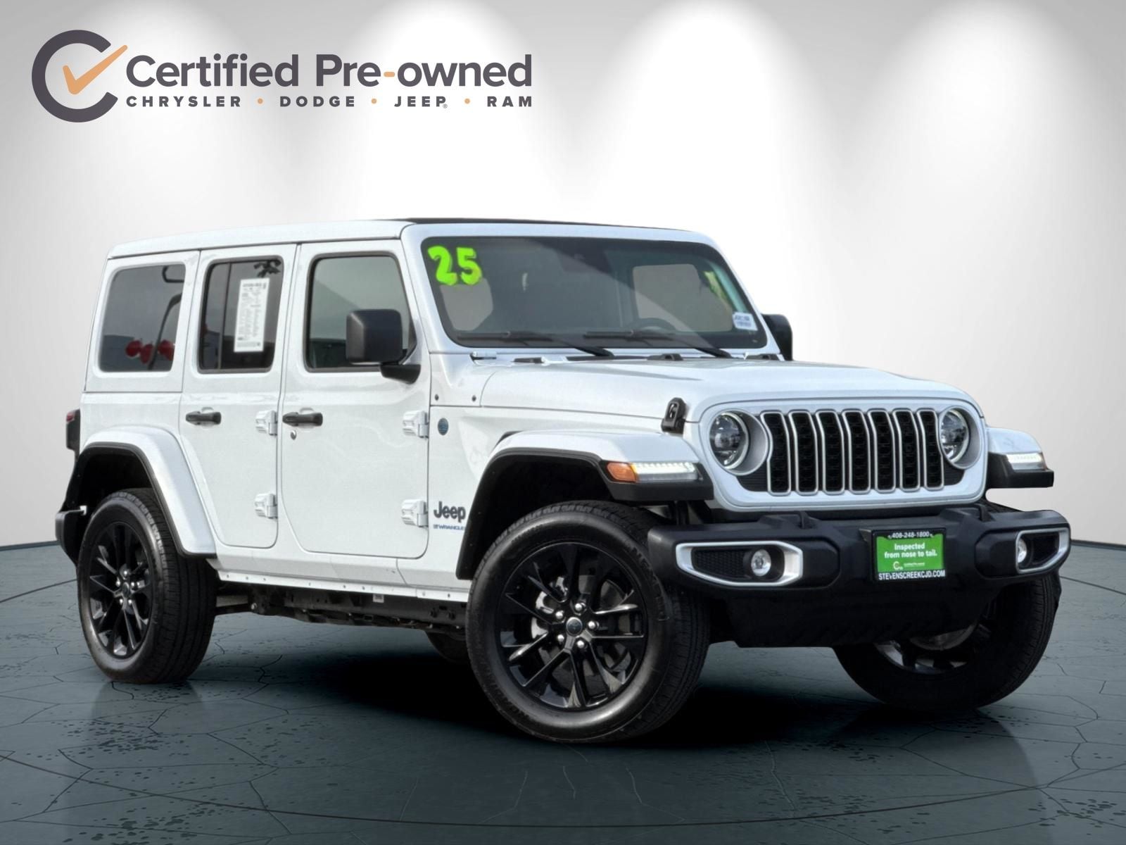 Certified 2025 Jeep Wrangler 4xe Sahara 4XE with VIN 1C4RJXP63SW585065 for sale in San Jose, CA