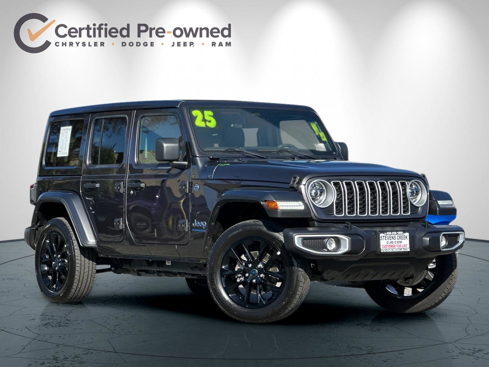 Certified 2025 Jeep Wrangler 4xe Sahara 4XE with VIN 1C4RJXP68SW579004 for sale in San Jose, CA