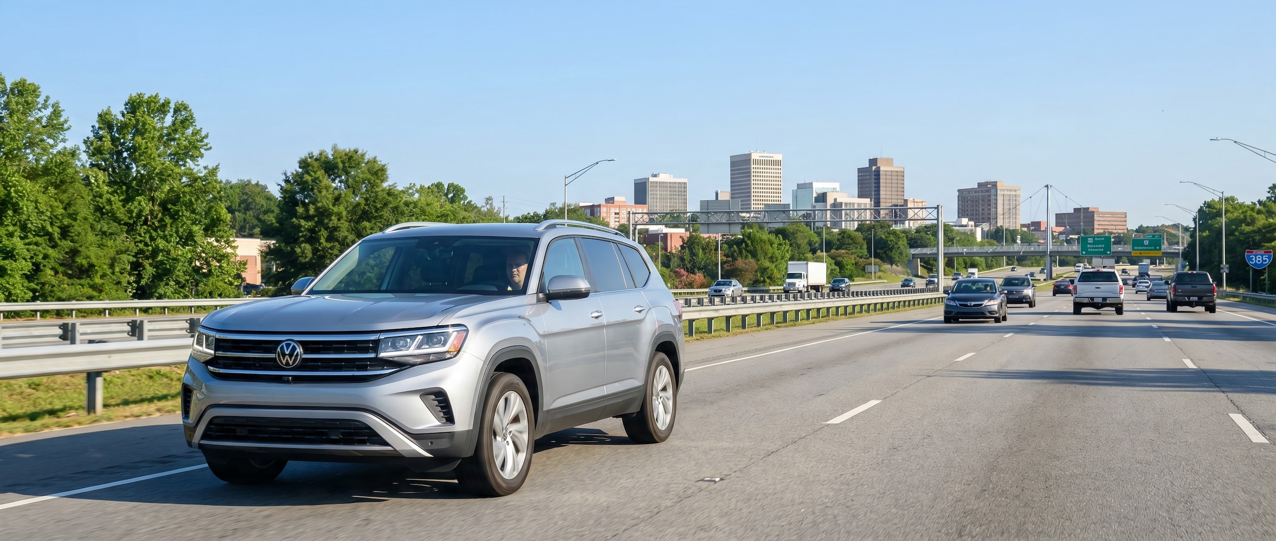 Volkswagen Lane Assist technology demonstration on I-385 Greenville SC summer commute