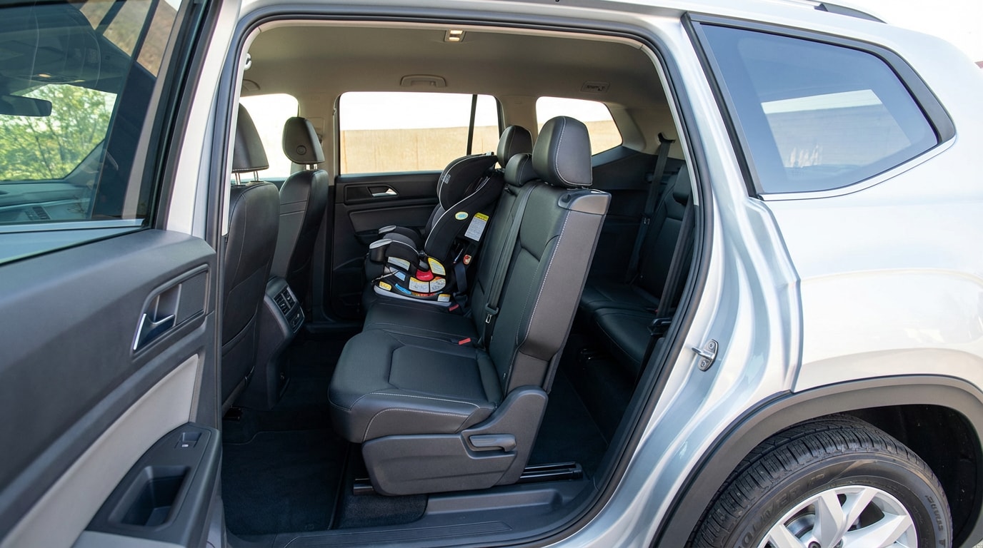 Volkswagen Atlas second-row car seat installation in Greenville SC.