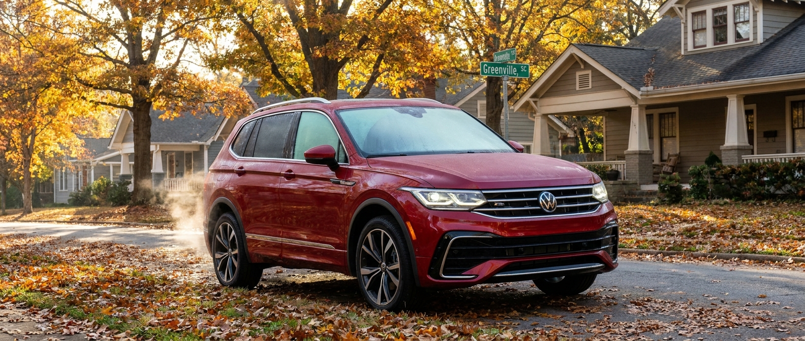 2026 Volkswagen Tiguan cold start on a cool autumn morning in Greenville, SC