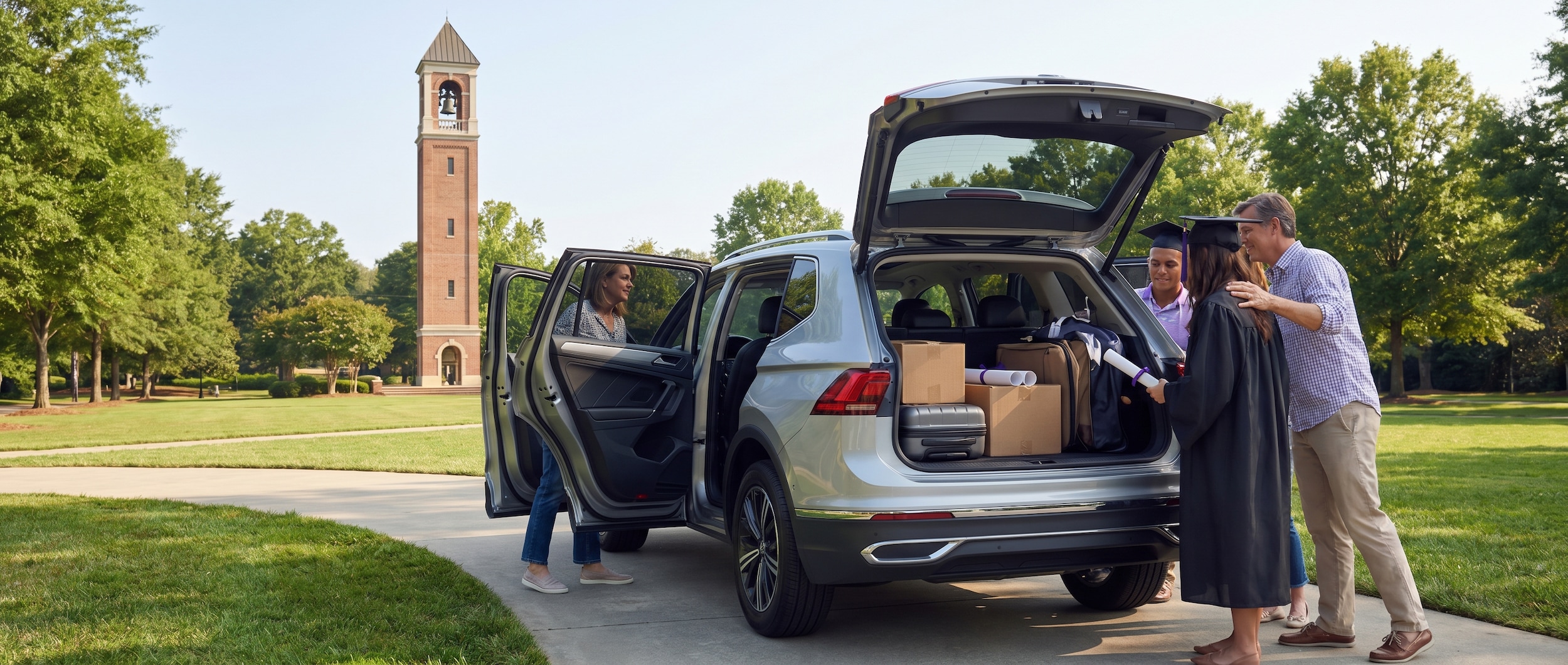 Volkswagen Tiguan family SUV at Furman University graduation in Greenville, SC