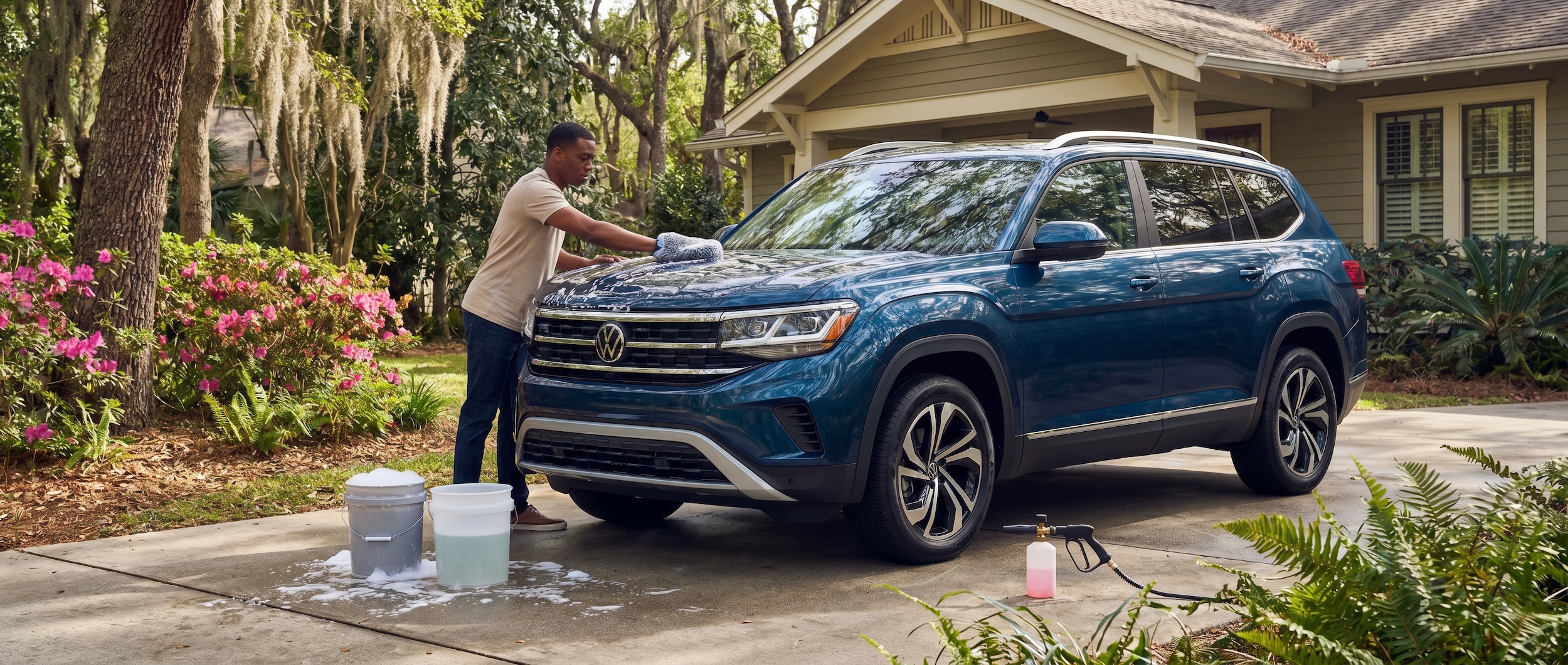 Volkswagen Atlas proper car wash technique in Greenville SC