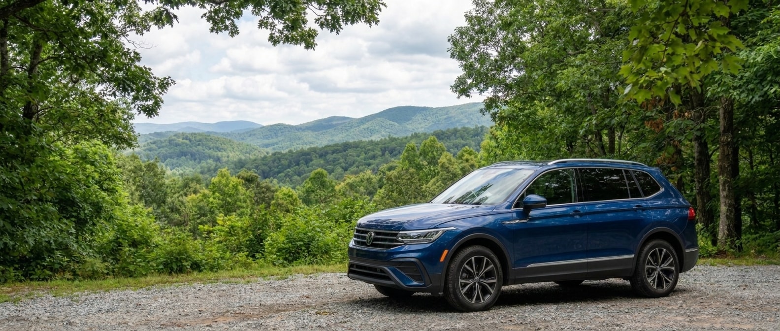 2026 Volkswagen Tiguan on the Cherokee Foothills National Scenic Highway en route to Lake Jocassee, Upstate South Carolina