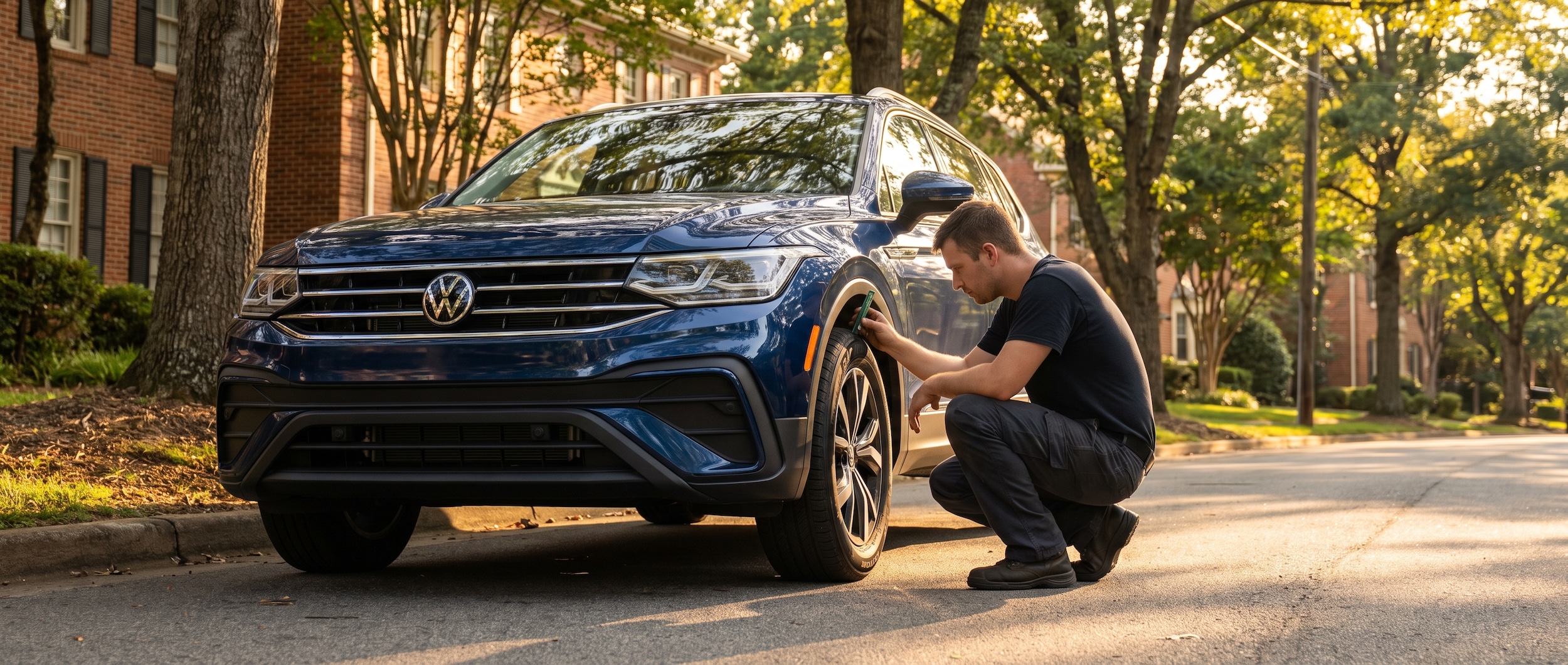 2026 Volkswagen Tiguan tire tread inspection in Greenville SC