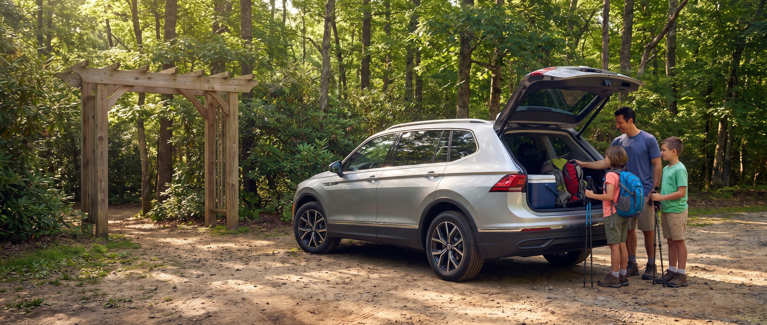 2026 Volkswagen Tiguan at Paris Mountain State Park near Greenville SC with family loading gear for back-to-school season