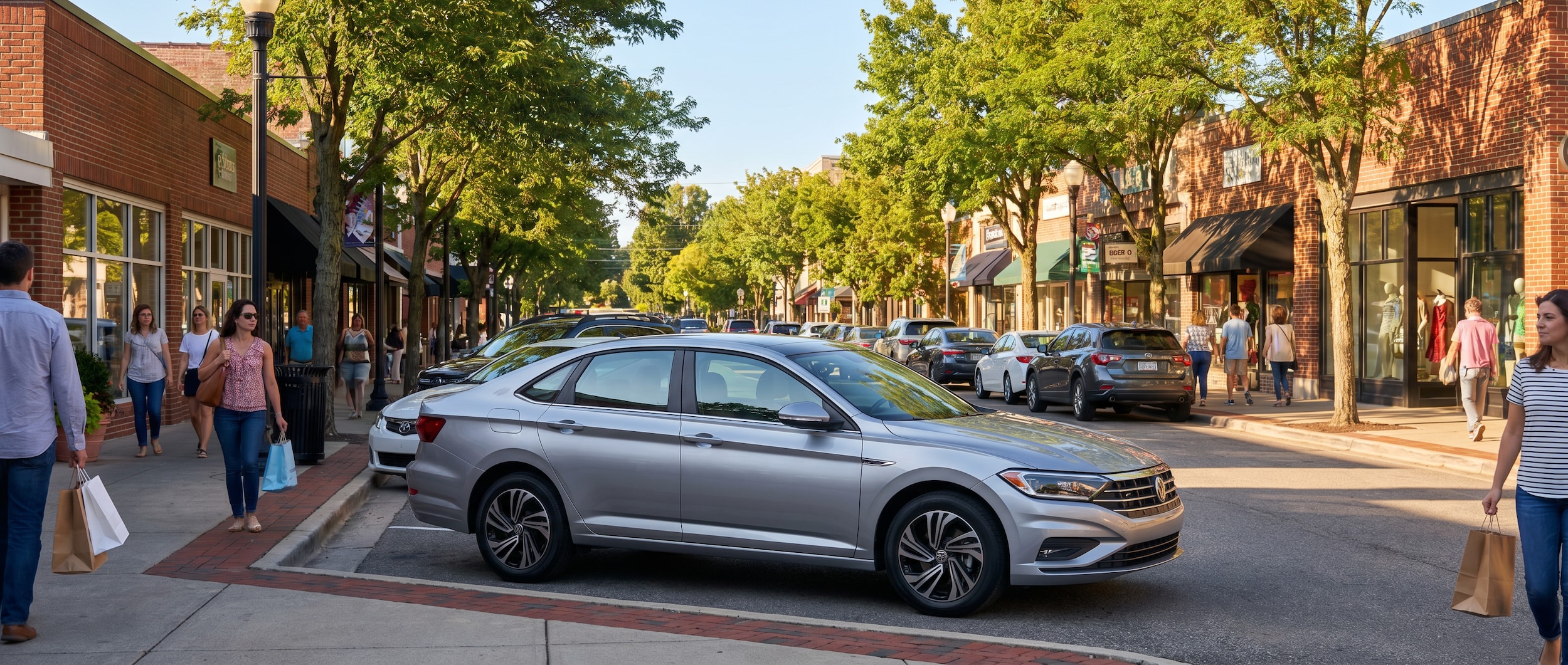 Volkswagen Jetta parked on Woodruff Road shopping corridor in Greenville, SC
