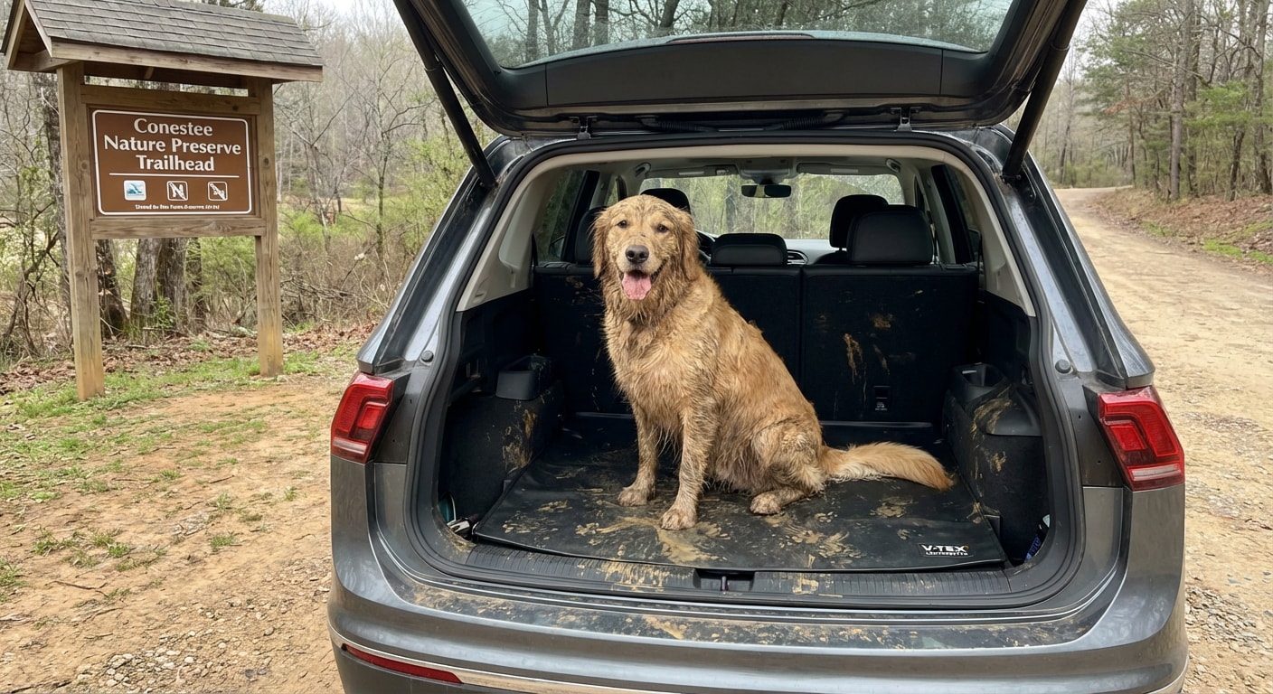 Volkswagen Tiguan V-Tex Leatherette interior with dog in Greenville SC.