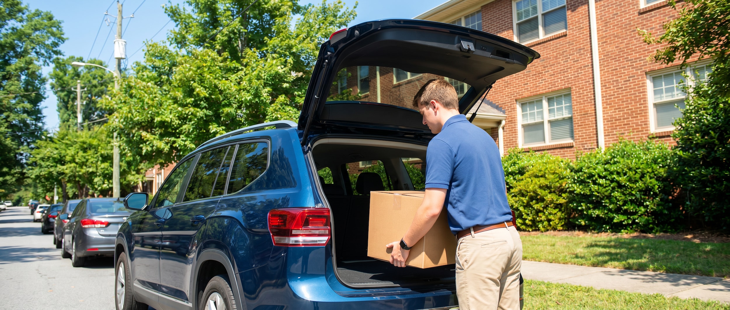 Volkswagen Atlas cargo area loaded with moving boxes in Greenville SC