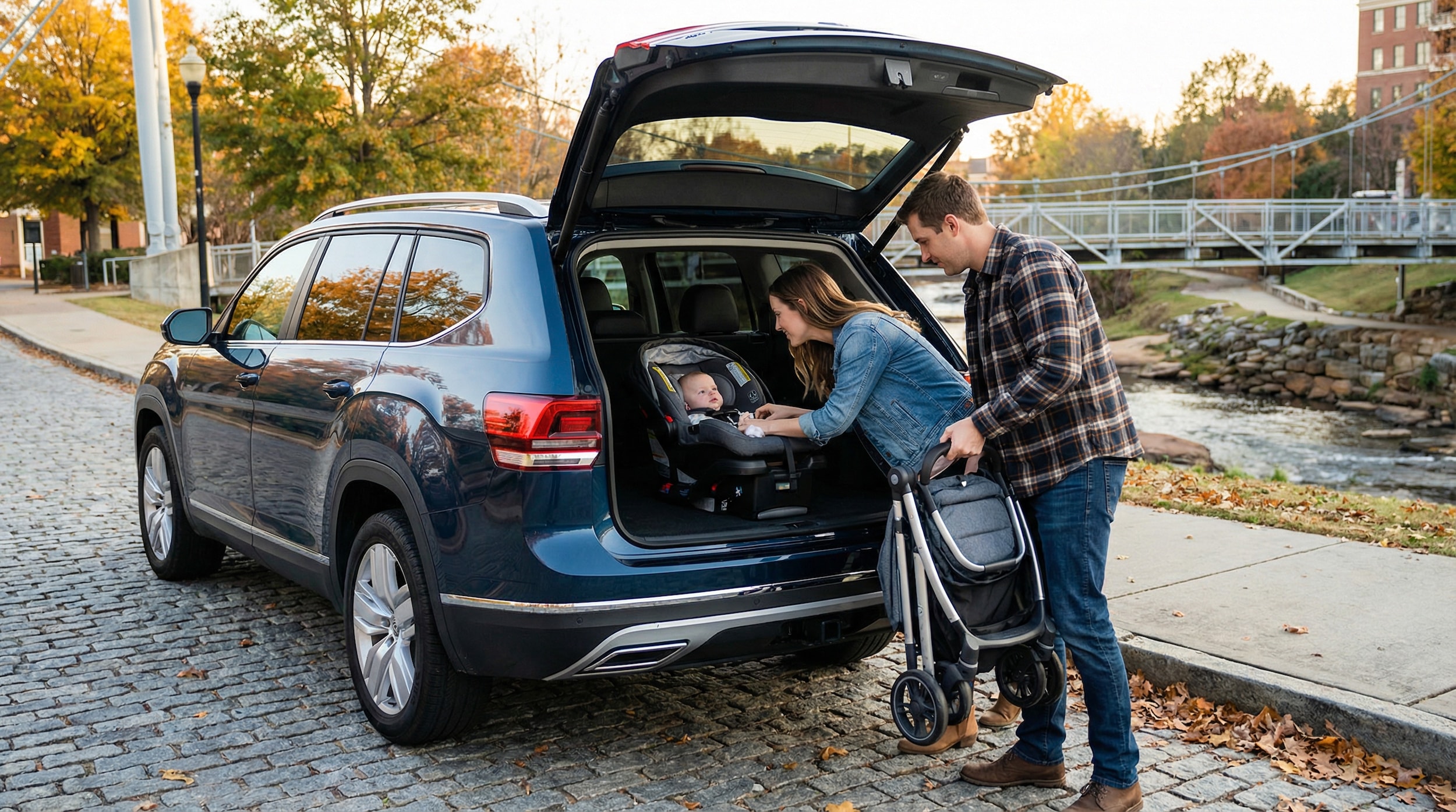 Volkswagen Atlas family SUV with car seats and cargo space in Greenville SC