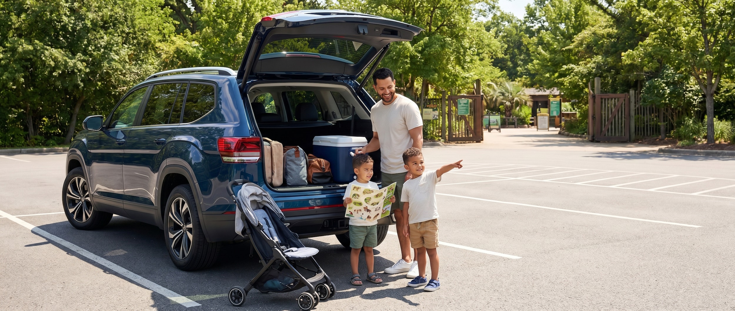 Volkswagen Atlas family SUV parked at Greenville Zoo South Carolina