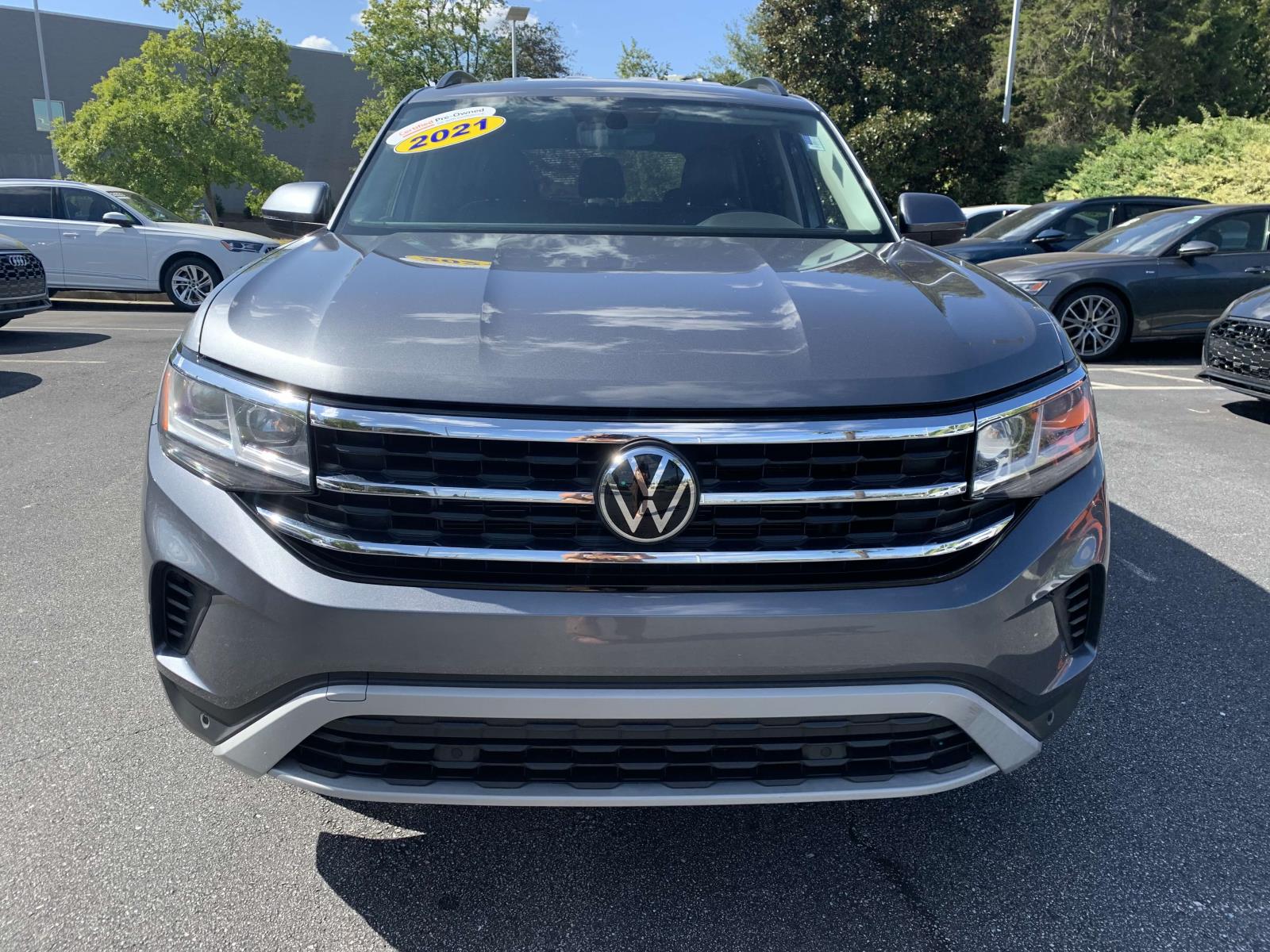 Certified 2021 Volkswagen Atlas SE w/Tech with VIN 1V2WR2CA5MC547607 for sale in Greenville, SC