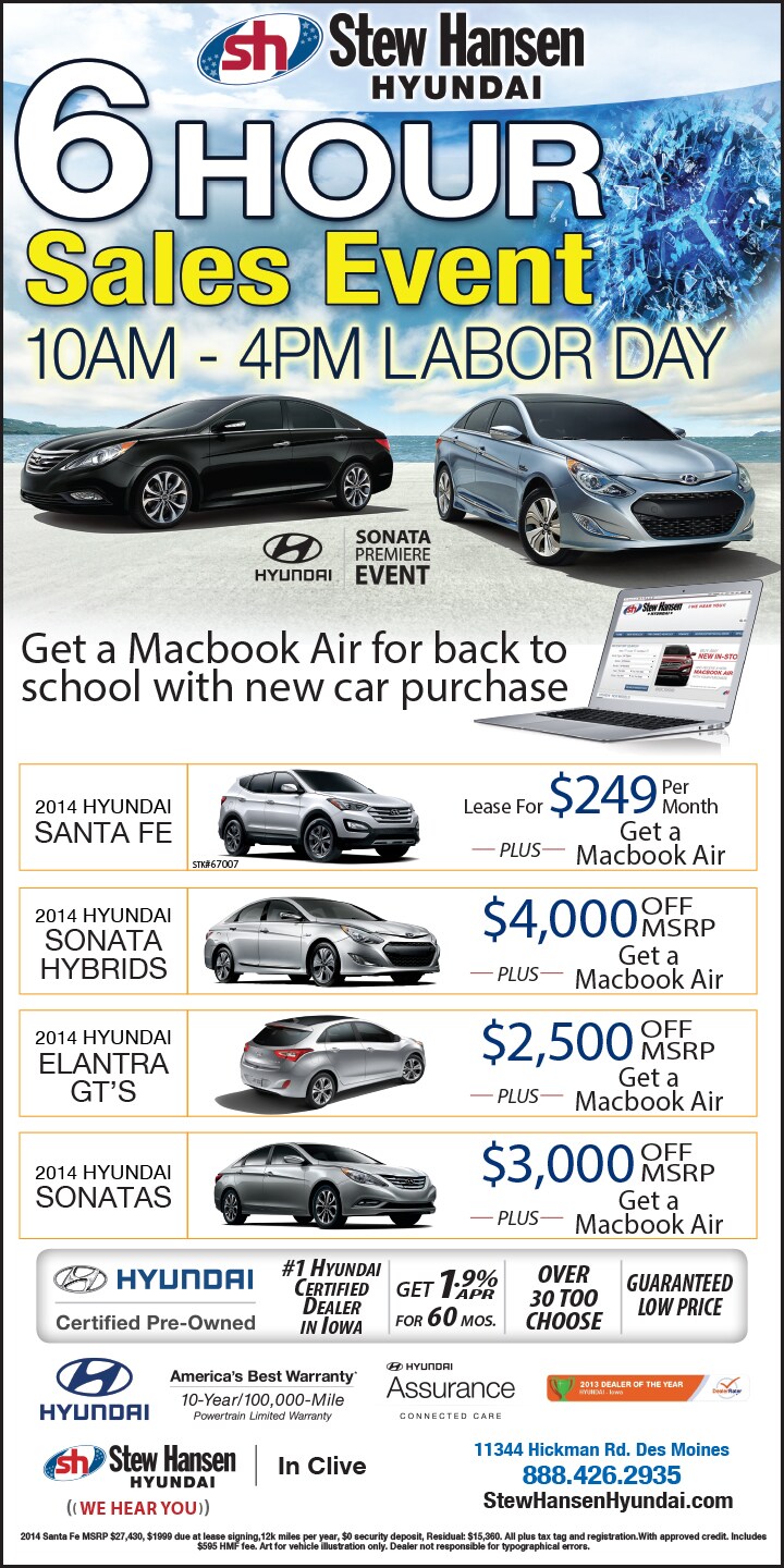 Specials Offers in Des Moines Register | Stew Hansen Hyundai