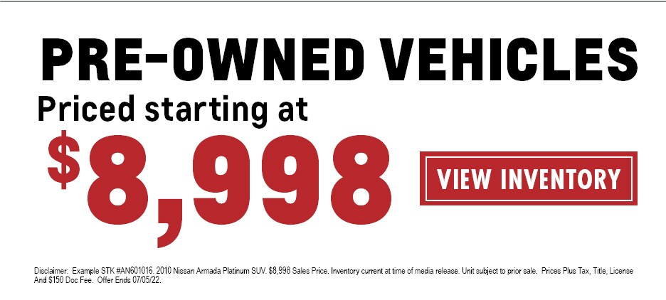 Pre-Owned Vehicles Starting at $8,998