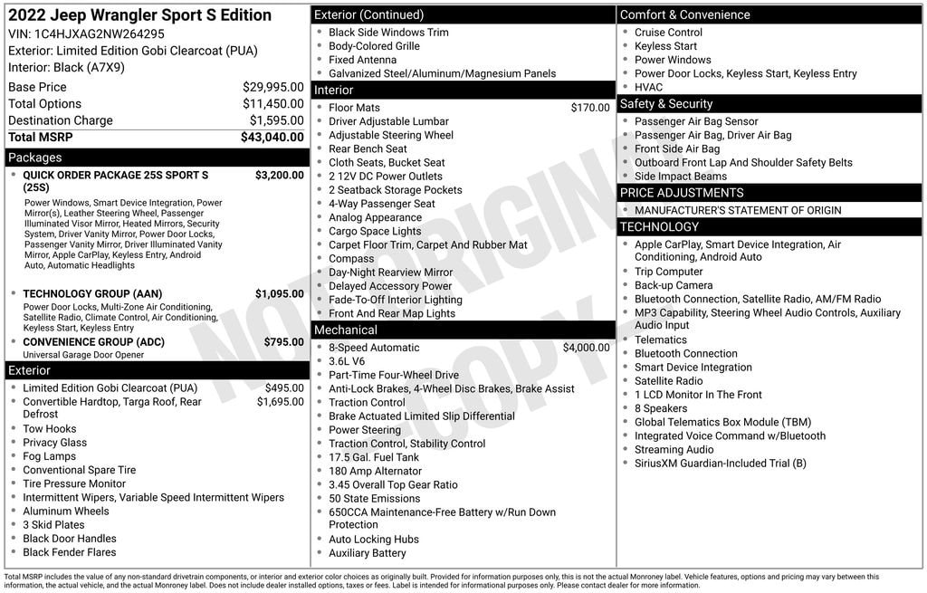 Used 2022 Jeep Wrangler Sport S SUV